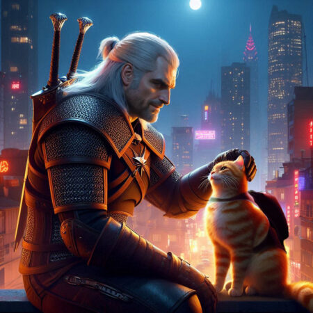 Нейросеть свела Геральта с котом из Stray, Гатсом и тетей Кэсс